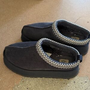 UGG Navy Suede Slip-On Mules with Contrast Stitching